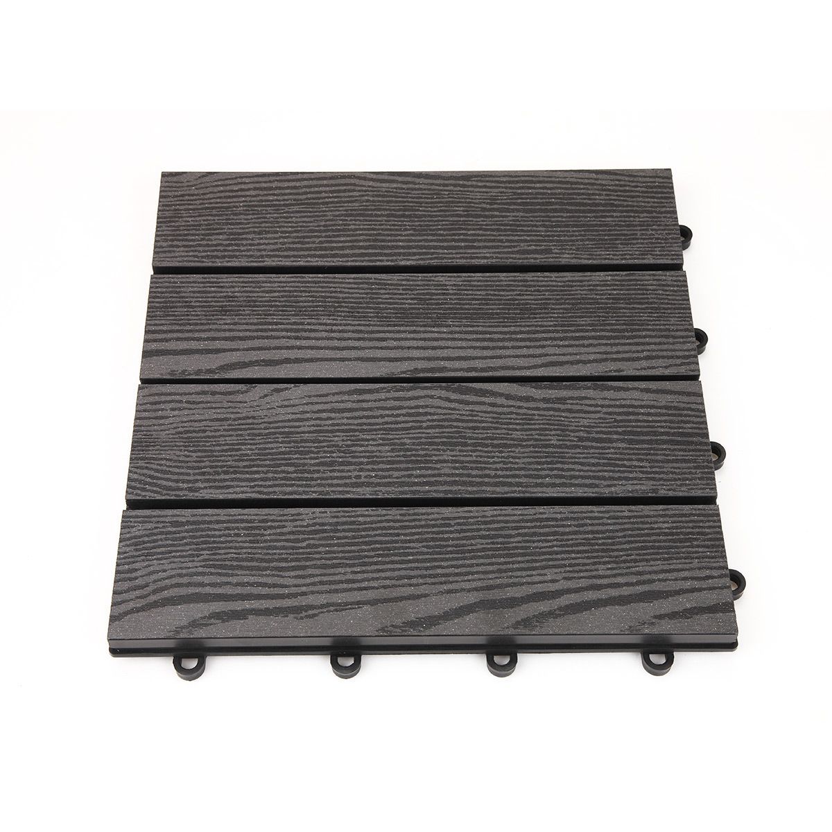 6Pcs Waterproof Outdoor Square Composite Decking Tiles Snap Tight Locking 30X30X2.2Cm-Dark Grey