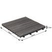 6Pcs Waterproof Outdoor Square Composite Decking Tiles Snap Tight Locking 30X30X2.2Cm-Dark Grey