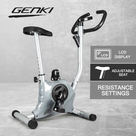 Upright Stationary Exercise Spin Bike W/Adjustable Resistance,Lcd Screen For Cardio Training-Grey