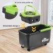 Self Wringing Wheeled Bucket Spin Mop System W/4Pcs Swivel Mop Head For Various Cleaning Surface