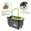 Self Wringing Wheeled Bucket Spin Mop System W/4Pcs Swivel Mop Head For Various Cleaning Surface