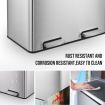 60L Dual Compartment Recycling Pedal Bin Waste Garbage Can Stainless Steel Anti Rust