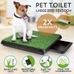 Indoor Pet Toilet Training Dog Potty Pad Grass Mat*2 W/Removable Waste Tray Easy To Clean