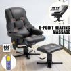 Office 8 Point Heating Swivel Massage Chair Thick Padding Recliner W/ Foot Rest Set-Black