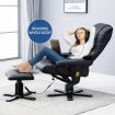 Office 8 Point Heating Swivel Massage Chair Thick Padding Recliner W/ Foot Rest Set-Black