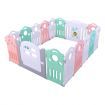 70Cm Height,Shape Adjustable 16 Panels Baby Playpen Toddler Activty Center W/Music Box