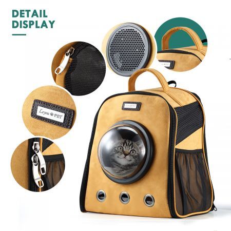 Pet Travel Carrier Backpack W/Semi-Sphere Window Breathable High Quality Material-Orange