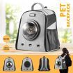 Pet Travel Carrier Backpack W/Semi-Sphere Window Breathable High Quality Material-Grey