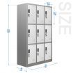 185Cm 9 Doors Gym Office Lab Security Metal Locker Storage Cupbord W/ Heavy Duty Steel