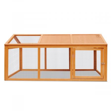 Durable Fir Wood Rabbit Hutch Chicken Coop Cage W/Strong Mesh Wire, Expansive Living Area