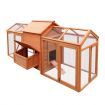 XXL Strong Fir Wood Chicken Coop Rabbit Hutch Cage W/Water Proof Roof, 2.84M Long Tracks