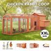 XXL Strong Fir Wood Chicken Coop Rabbit Hutch Cage W/Water Proof Roof, 2.84M Long Tracks