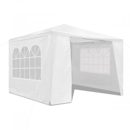 3X3M Waterproof Uv Block Outdoor Gazebo Party Marquee Tent W/2 Doors 2 Windows - White