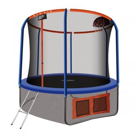 10Ft 60-Spring High Bouncy Trampoline W/Safety 1.8M Enclosure,Basketball Hoop, Max 150Kg