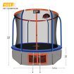 10Ft 60-Spring High Bouncy Trampoline W/Safety 1.8M Enclosure,Basketball Hoop, Max 150Kg