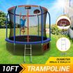 10Ft 60-Spring High Bouncy Trampoline W/Safety 1.8M Enclosure,Basketball Hoop, Max 150Kg