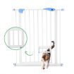 100Cm Tall 80-90Cm Width Double Lock Pet Child Safety Gate Barrier Fence W/ Cat Door