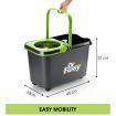 Easy Wringer Wheeled Bucket + Handle Length Adjustable Spin Mop W/4Pcs Swivel Mop Head