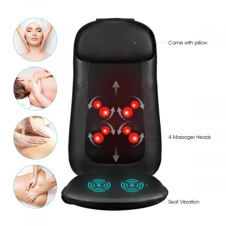 Home Car Neck Back Deep Kneading Shiastu Seat Massager Cushion W/ Heat Function