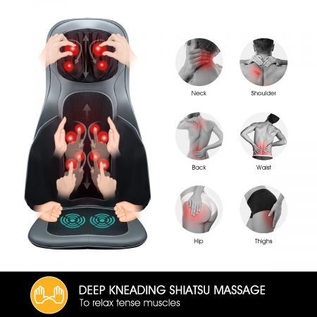 Home Car Seat Massager Heated Cushion W/3D Sway,Shiatsu,Squeeze,Knead Function
