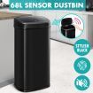 68L Kitchen Automatic Touchless Sensor Bin Stainless Steel Easy To Clean-Black