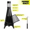 47"Outdoor Fire Pit Patio Heater Brazier W/Safety Mesh Door,Chimney For Ventilation