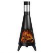 47"Outdoor Fire Pit Patio Heater Brazier W/Safety Mesh Door,Chimney For Ventilation