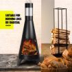 47"Outdoor Fire Pit Patio Heater Brazier W/Safety Mesh Door,Chimney For Ventilation