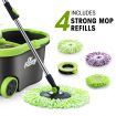 Wheeled Bucket + Handle Length Adjustable Spin Mop System W/4Pcs Swivel Mop Head