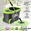 Wheeled Bucket + Handle Length Adjustable Spin Mop System W/4Pcs Swivel Mop Head