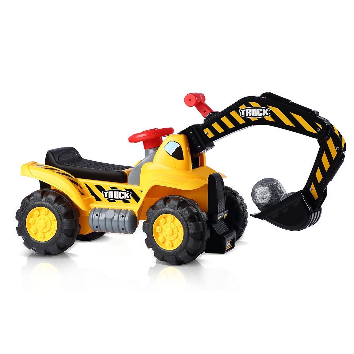 Kids Ride On Digger Excavator Car W/ Safety Helmet Great Gift Idea