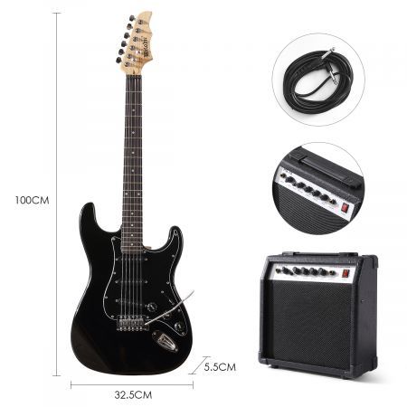 Full-Size 39" Electric Guitar Perfect For Beginner & Intermediate Players-Black