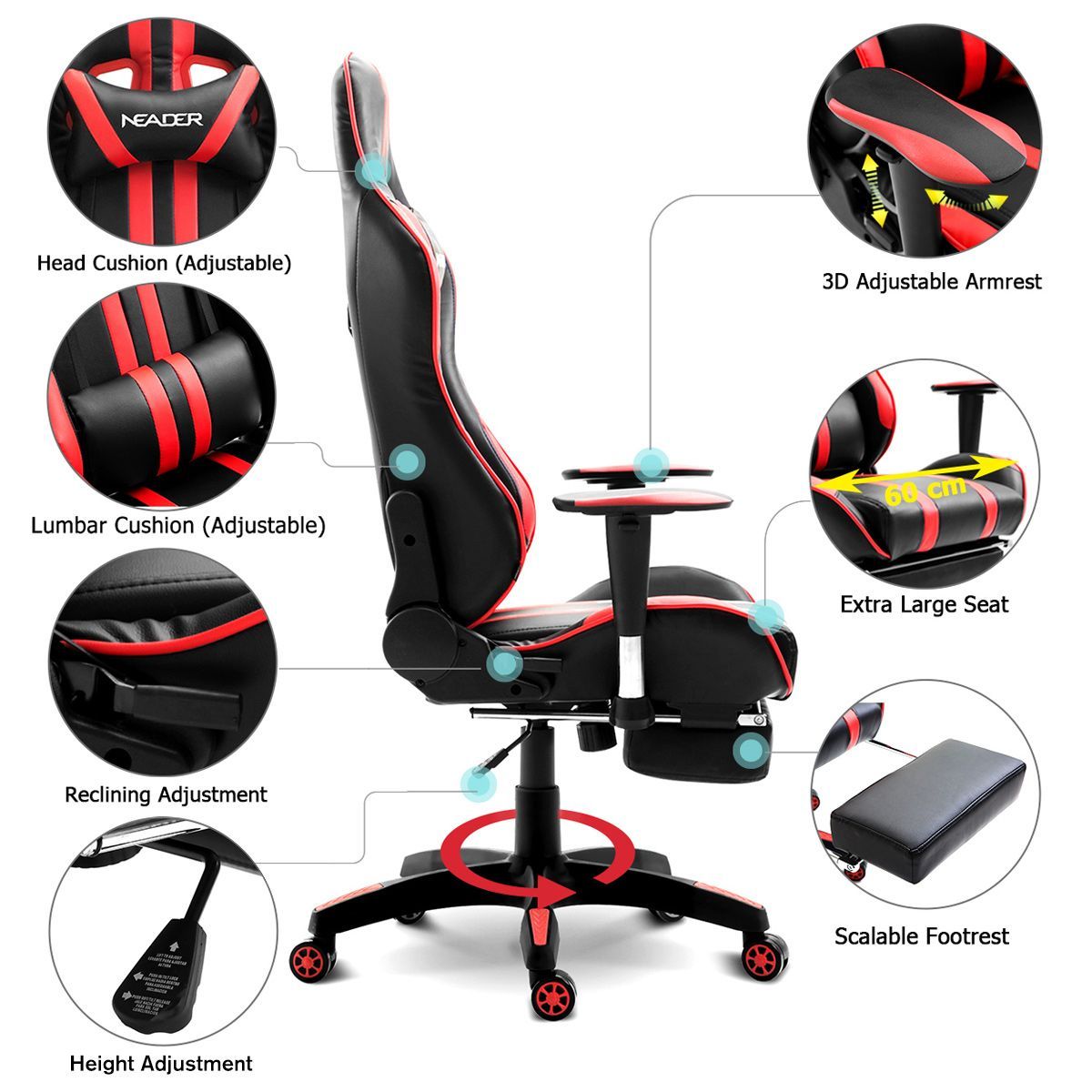 Xl Gaming Racing Thick Padded Office Chair W/??Reclining Max Comfort