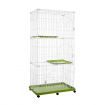 L Wheeled Sturdy Wired 3 Tiers Cat Cage Pet Crate W/Easy Clean Trays