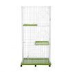 L Wheeled Sturdy Wired 3 Tiers Cat Cage Pet Crate W/Easy Clean Trays