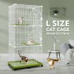 L Wheeled Sturdy Wired 3 Tiers Cat Cage Pet Crate W/Easy Clean Trays