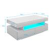 Rectangle Modern White Coffee Table High Gloss Storage Unit Furniture with 4 Drawers LED Lights