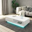 Modern White Rectangle Coffee Table High Gloss LED Storage Furniture with 1 Drawer 