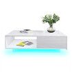 Modern White Rectangle Coffee Table High Gloss LED Storage Furniture with 1 Drawer 