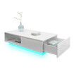 Modern White Rectangle Coffee Table High Gloss LED Storage Furniture with 1 Drawer 