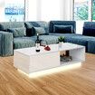 Modern White Rectangle Coffee Table High Gloss LED Storage Furniture with 1 Drawer 