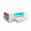 Modern White High Gloss Coffee Table Living Room Storage Furniture 2 Drawers 16 LED Colours