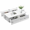 Modern White Rectangle Coffee Table Living Room Storage Furniture High Gloss 4 Drawers 16 LED Colours