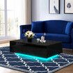 Modern Rectangle Coffee Table High Gloss Living Room Storage Furniture 4 Drawers 16 LED Colours Black