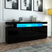 LED Sideboard Corner TV Stand Cabinet Entertainment Unit Buffet Table Black High Gloss 3 Drawers