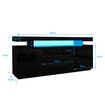 LED Sideboard Corner TV Stand Cabinet Entertainment Unit Buffet Table Black High Gloss 3 Drawers