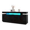 LED Sideboard Corner TV Stand Cabinet Entertainment Unit Buffet Table Black High Gloss 3 Drawers