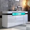 LED Sideboard Corner TV Stand Cabinet Entertainment Unit Buffet Table White High Gloss 3 Drawers