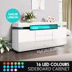 LED Sideboard Corner TV Stand Cabinet Entertainment Unit Buffet Table White High Gloss 3 Drawers