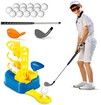 Indoor Outdoor Golf Ball Serve Children Kids Family Golf Ball Toy Practice Trainer Set Golf Automatic Serving Machine with Rod Yellow